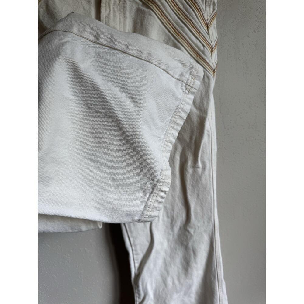 We the Free White Tan Embroidered Stripe Wide Leg Jeans Womens 29 Festival - Picture 3 of 6